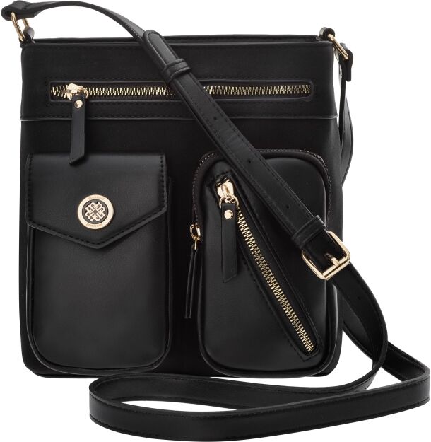 Monnari taška s kapsami listonoška eko nubuk semiš matná - černá