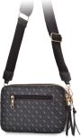 Dámská kabelka crossbody monogram logo elegantní přes rameno s nastavitelným popruhem - černá - 4