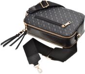 Dámská kabelka crossbody monogram logo elegantní přes rameno s nastavitelným popruhem - černá - 3