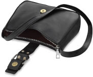 Malá dámská kabelka přes rameno klasická retro taška se sponou - černá - 3