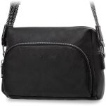 Dámská kabelka na rameno s crossbody popruhem, ekologická kůže - černá - 3