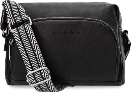 Dámská kabelka na rameno s crossbody popruhem, ekologická kůže - černá