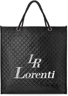 Lorenti prošívaná nepromokavá nákupní taška velká prostorná ekologická nákupní taška lesklá nákupní taška s logem - černá