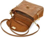 Italská semišová crossbody kabelka s raženým vzorem - camel - 4