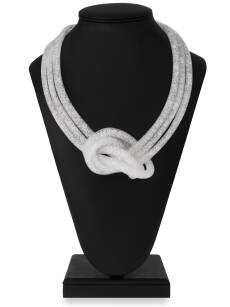 Trojitý náhrdelník ze šperkové síťky - bílý