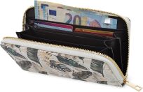 Barevná velká dámská peněženka s potiskem prostorná kabelka na zip tropický botanický vzor palmové listy monstera - bílá - 3