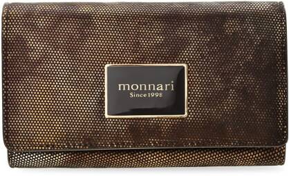 Monnari elegantní malá dámská kožená peněženka metalická portmonka se vzorem přírodní kůže semiš nubuk - černá se zlatou barvou