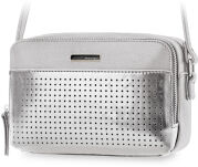 Originální dámská kabelka listonoška monnari se dvěma kapsami a azurovým detailem - stříbrno šedá - 2