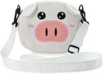 Dívčí crossbody kabelka malá plátěná taštička ve tvaru prasátka BÍLÁ - 2