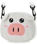 Dívčí crossbody kabelka malá plátěná taštička ve tvaru prasátka BÍLÁ - 3
