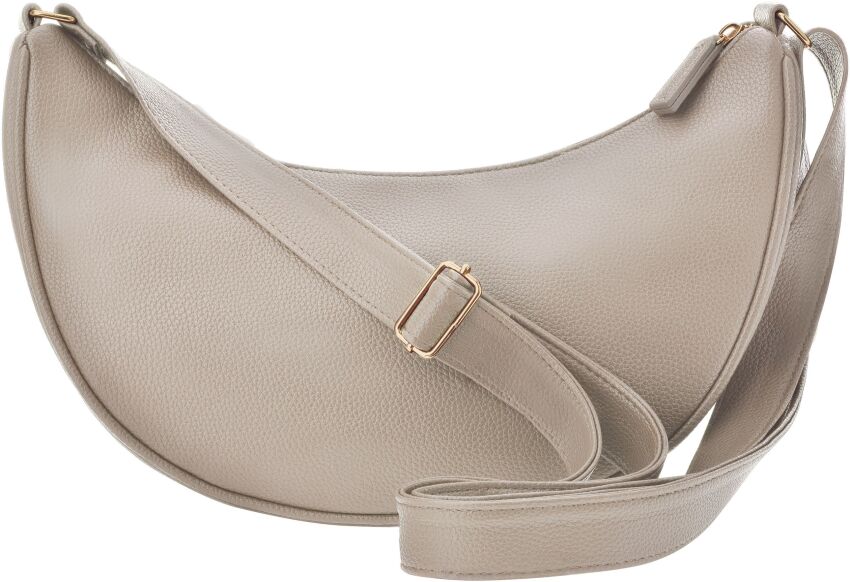 Velká ledvinka půlměsíc elegantní kožená klasická crossbody kabelka - béžová