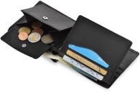 Kožená peněženka pánská vodorovná elegantní peněženka z přírodní kůže prostorná klasická RFID - černá - 5
