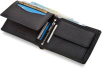 Kožená peněženka pánská vodorovná elegantní peněženka z přírodní kůže prostorná klasická RFID - černá - 6