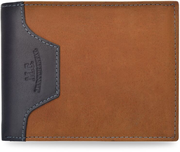 Kožená pánská peněženka vodorovná z matné nubukové kůže - camel