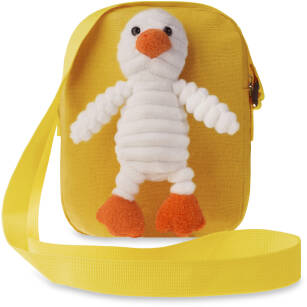 Lehká dětská listonoška taška plátěná kabelka s plyšovou kačenkou - žlutá