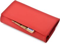 Dámská peněženka Cavaldi z eko kůže elegantní prostorná na karty bankovky - červená - 3