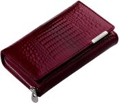 Elegantní lakovaná dámská kožená peněženka - vínová - 7