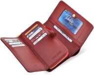 Mimořádná kožená dámská peněženka rovicky lakovaná lisovaná portmonka rfid elegantní krabička - tmavě růžová - 6