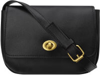 Klasická malá dámská crossbody kabelka listonoška s klopou – černá - 5