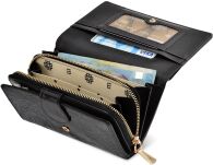 Monnari dámská kožená peněženka na dárek elegantní peněženka s květinami - černá - 4