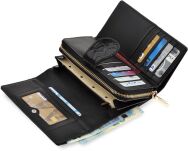 Monnari dámská kožená peněženka na dárek elegantní peněženka s květinami - černá - 3