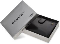 Pánská kožená peněženka ROVICKY RFID na karty, doklady a bankovky – černá - 3