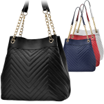 Dámská pikovaná kabelka dvoukomorová taška pytel shopper bag s řetízkovým popruhem - 2