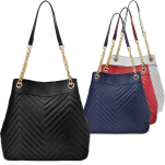 Dámská pikovaná kabelka dvoukomorová taška pytel shopper bag s řetízkovým popruhem - 10