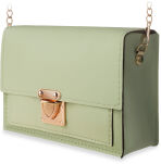 Klasická dámská mátová kabelka malá jednoduchá listonoška s klopou a kapsičkou - 9