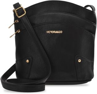Prostorná městská dámská crossbody kabelka s kapsami – černá