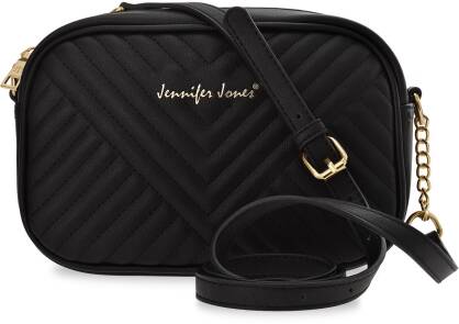 Elegantní dámská kabelka jennifer jones prošívaná klasická kabelka na řetízku - černá