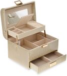 Monnari elegantní kufřík na šperky a kosmetiku se zrcátkem, organizér, kosmetická taštička, kazeta – perleťová - 3