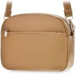 Klasická poštovní taška malá kabelka na rameno s koženým páskem - béžová - 2