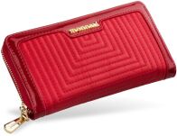 Elegantní dámská peněženka monnari s prošíváním lakované doplňky - červená - 2