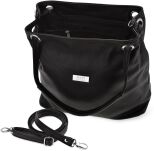 Velká klasická dámská kabelka prostorná volná dvoukomorová taška přes rameno shopper bag a4 - černá - 4