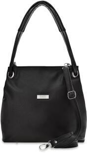 Velká klasická dámská kabelka prostorná volná dvoukomorová taška přes rameno shopper bag a4 - černá