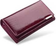 Dámská peněženka z lakované přírodní kůže elegantní velká portmonka - burgundská - 2