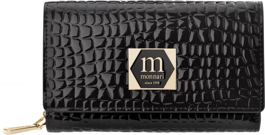 Monnari lakovaná dámská kožená peněženka elegantní mincovník se vzorem - černý