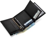 4U Cavaldi malá klasická kožená pánská rozšiřitelná peněženka slick horizontální měkká kůže RFID - černá - 5