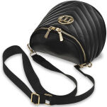 MONNARI dámská prostorná prošívaná kabelka ledvinka crossbody s popruhem s logem – černá - 3