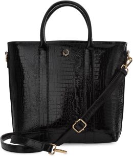 Monnari klasická dámská kabelka aktovka shopper lakovaná krokodýlí kůže - černá