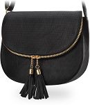 Výjimečná pošťačka s klopou dámská kabelka třásně ažurová - černá - 2