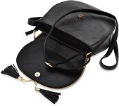 Výjimečná pošťačka s klopou dámská kabelka třásně ažurová - černá - 3