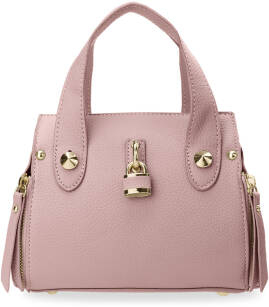 Dámská kabelka kufřík s přívěškem ve tvaru visacího zámku růžová