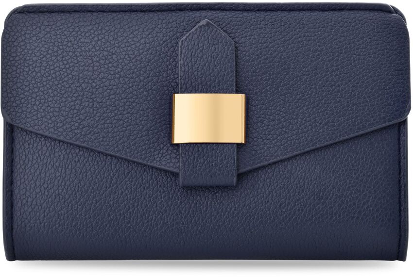 Elegantní klasická dámská peněženka na zip z eko kůže - tmavě modrá