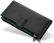 Funkční dámská peněženka visconti přírodní kůže spousta přihrádek černá - červená - 4