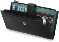 Funkční dámská peněženka visconti přírodní kůže spousta přihrádek černá - červená - 6