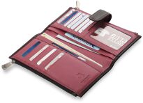 Funkční dámská peněženka visconti přírodní kůže spousta přihrádek černá - červená - 2