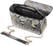 Elegantní objemná dámská černo šedá kabelka listonoška s detailem ve vzoru hadí kůže na řetízku  - 3