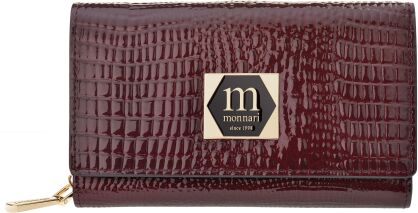 Monnari lakovaná kožená dámská peněženka elegantní peněženka se vzorem - burgundská